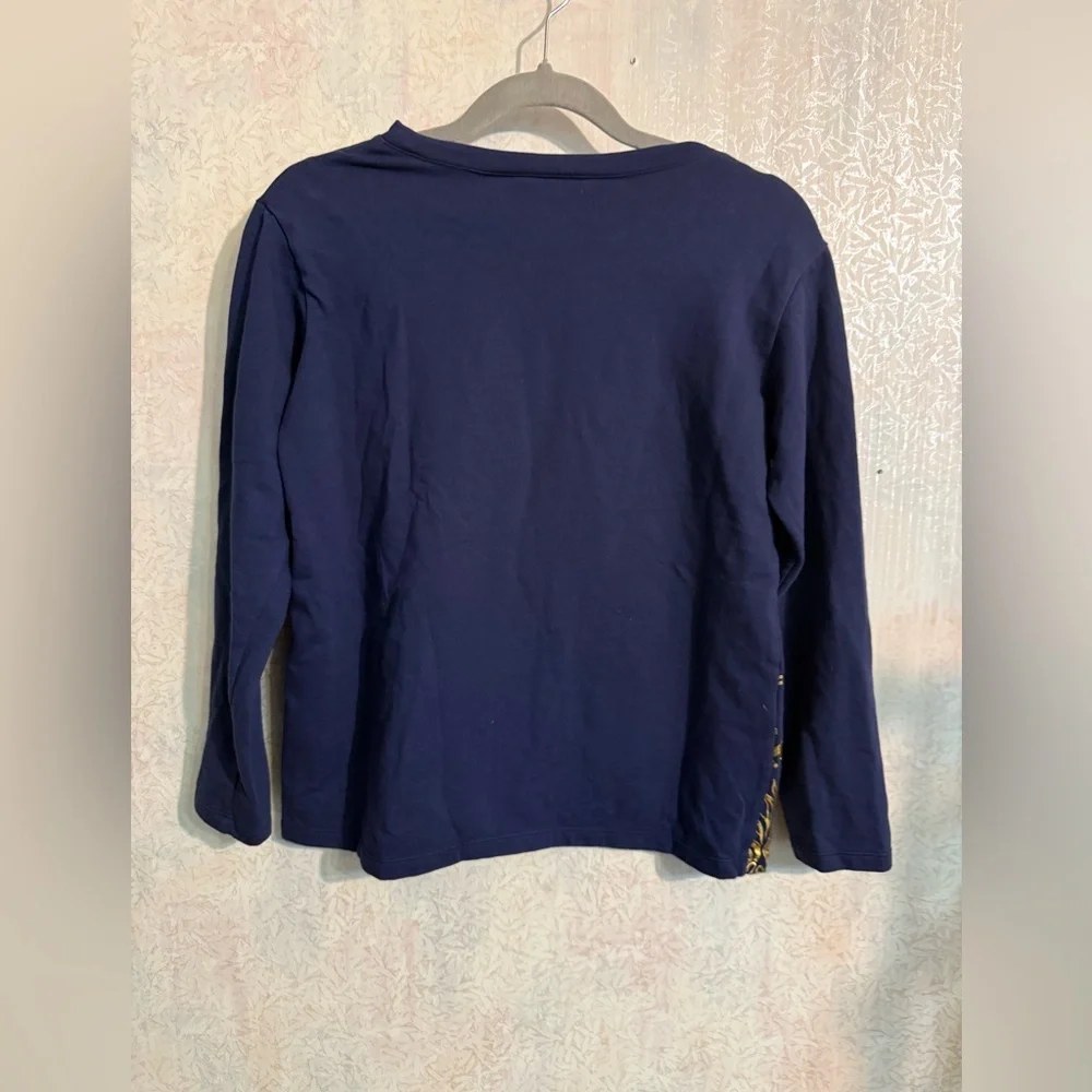 Lilly Pulitzer Navy Long-Sleeve Tee with Gold Elephant Motif, So Cute, Youth XL